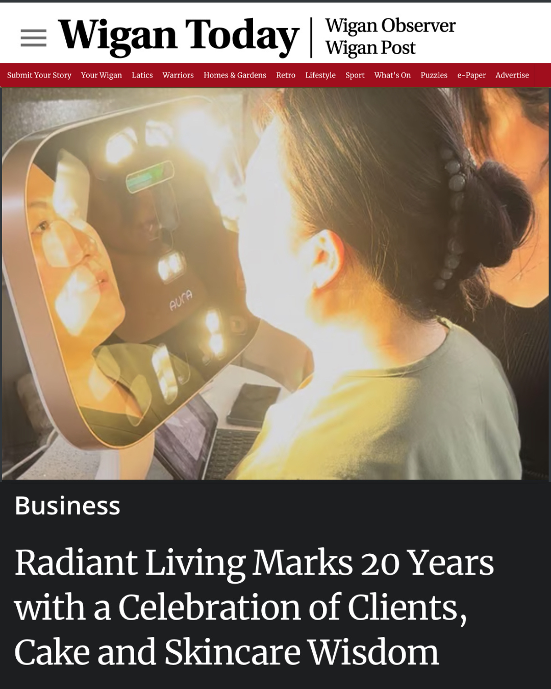 Skin Scanning at Radiant Living's 20th Birthday - Wigan Today Article