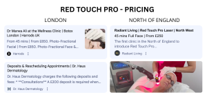 Red Touch Pro Price Comparison London vs North of England