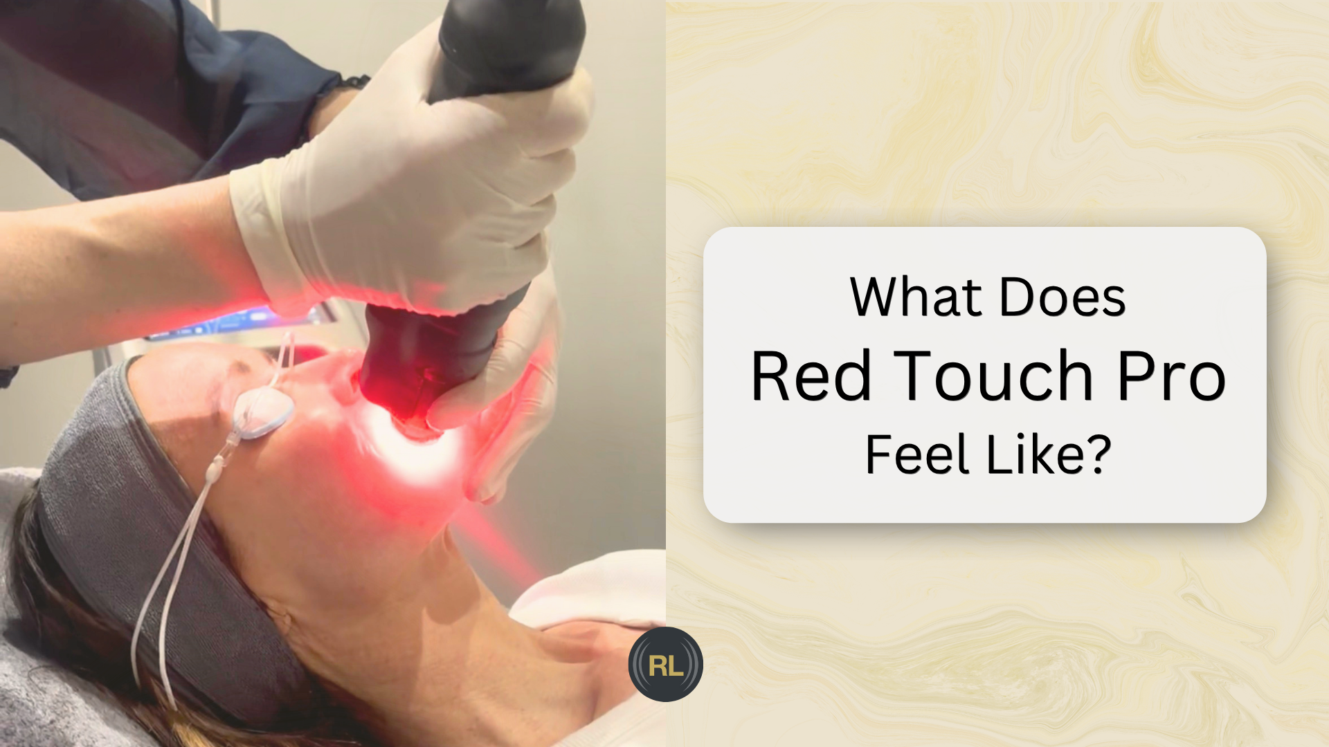 Client relaxed during RedTouch Pro laser treatment at a luxury laser and skin clinic